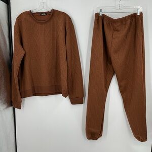 Cable Knit Crew Neck Sweatshirt Set new xl